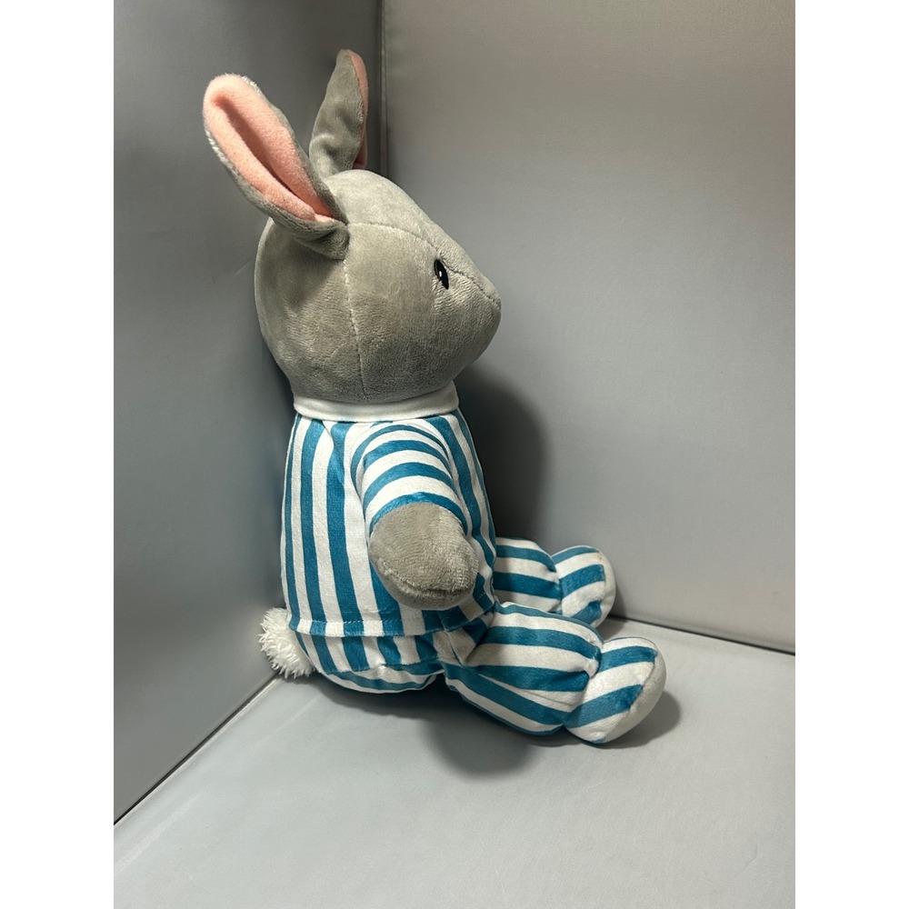 Kohls Cares Goodnight Moon Bunny Plush Gray Rabbit Blue Striped Pajamas